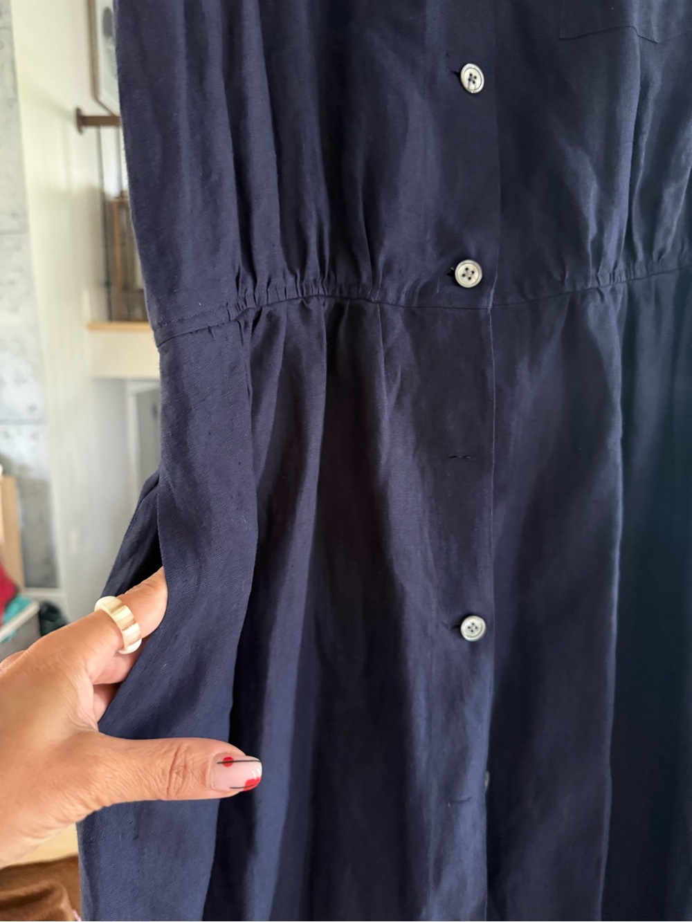 Banana Republic linen shirt dress maxi navy 14 - Picture 6 of 10